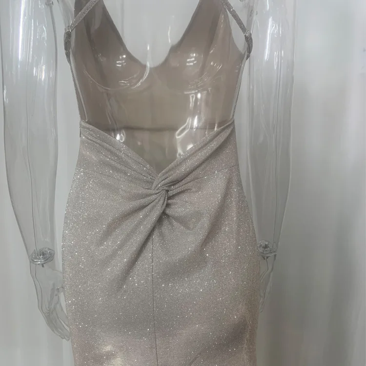 

Glitter Sequined Deep V Neck Backless Split Sexy Long Evening Dress Mermaid Evening Party Prom Gown Robe De Bal Femme Longue