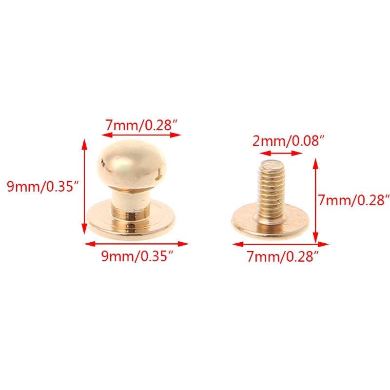 

50LD Solid Brass Round Head Button Screw Luggage Leather Brass Durable Craft