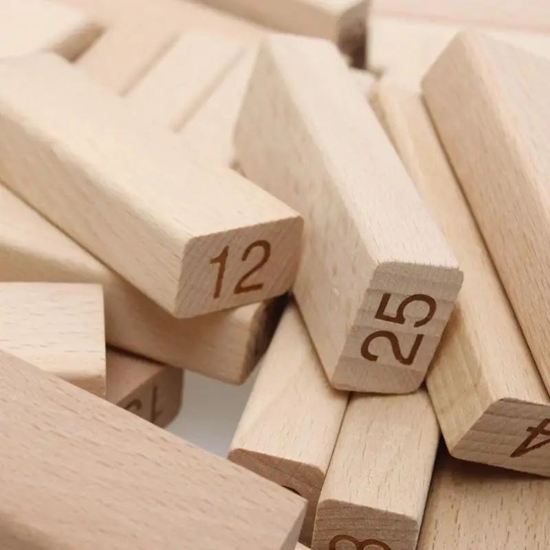

51pcs Child Wooden Handmade Stacking Building Blocks Brick Intellectual Toy