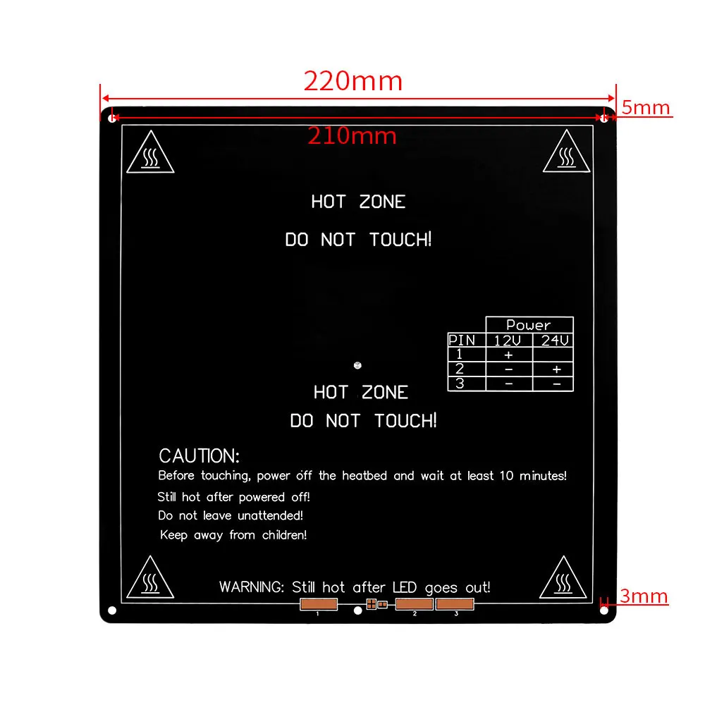 Подогреваемая кровать 220*220 мм MK3 Mk2 12 В 24 детали для Reprap Mendel запчасти 3D-принтера