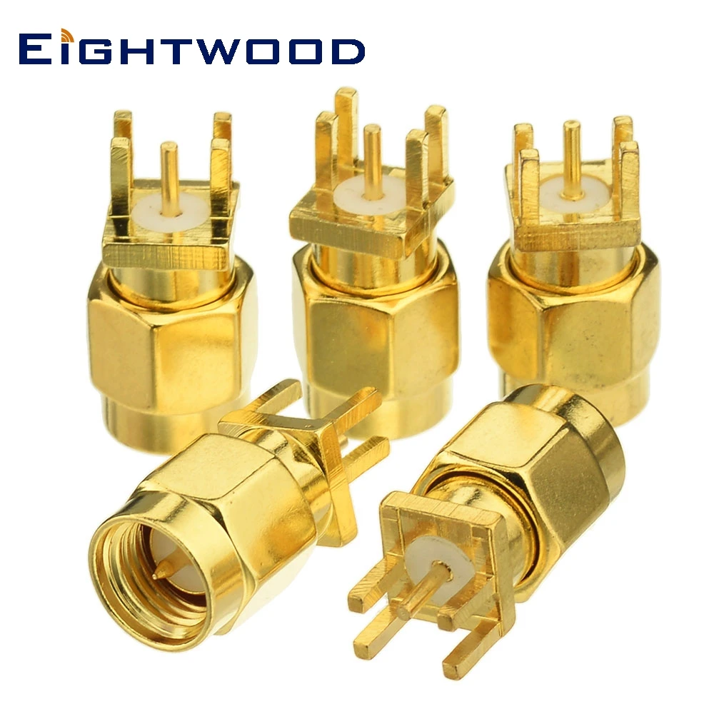 Eightwood 5 шт. SMA штекер RF коаксиальный соединитель переходник вертикальный припой 1 6