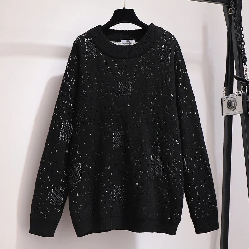 6XL свободный свитер для сестры сезон осень-зима |