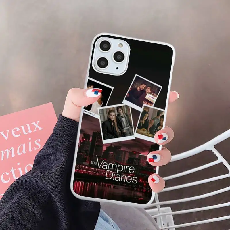 

Vampire Diaries Stefan Damon Phone Case White Candy Color for iPhone 6 7 8 11 12 s mini pro X XS XR MAX Plus