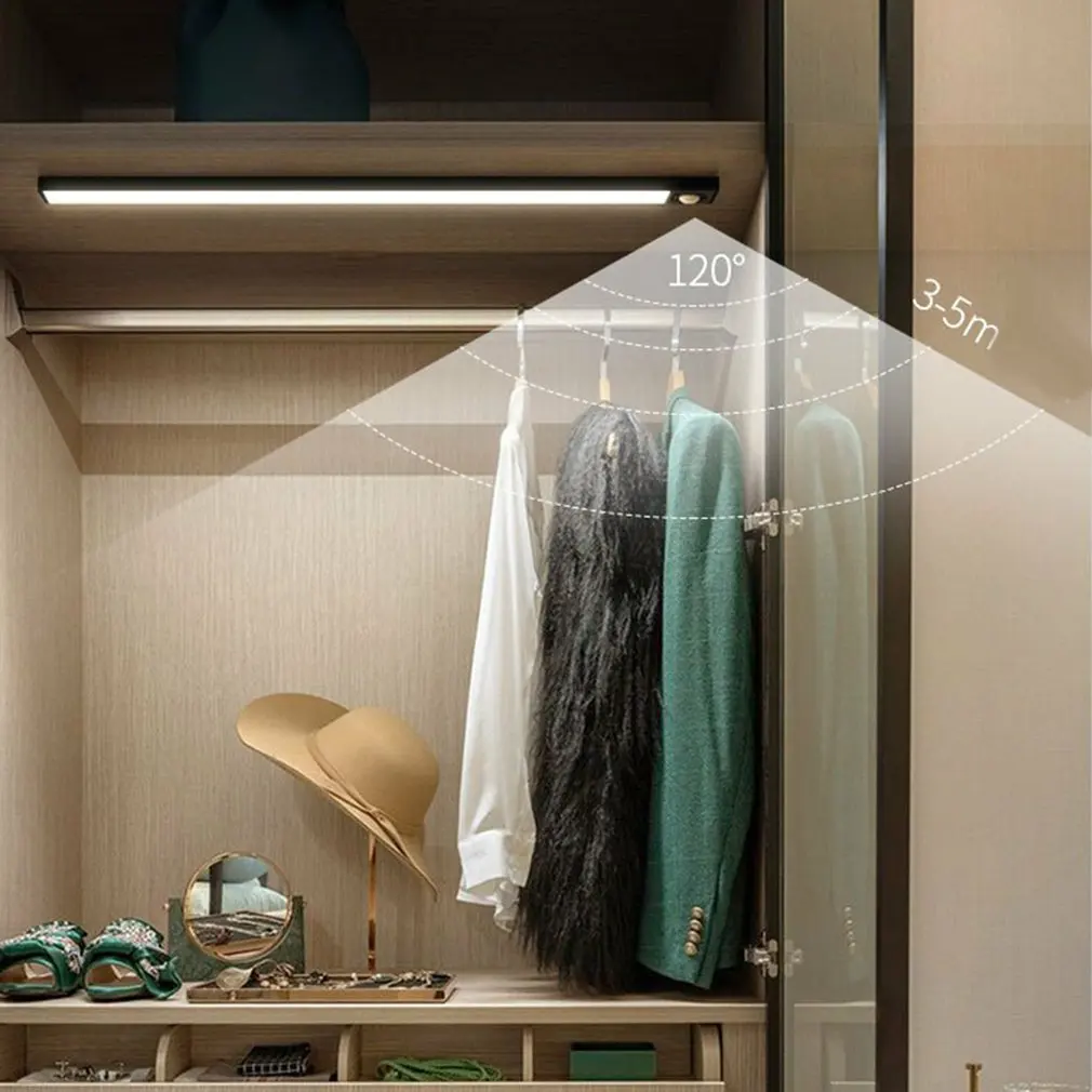 

Индукционный ночник со светодиодной подсветкой, умный светильник с датчиком движения человека, ультратонкий перезаряжаемый шкаф для одежд...