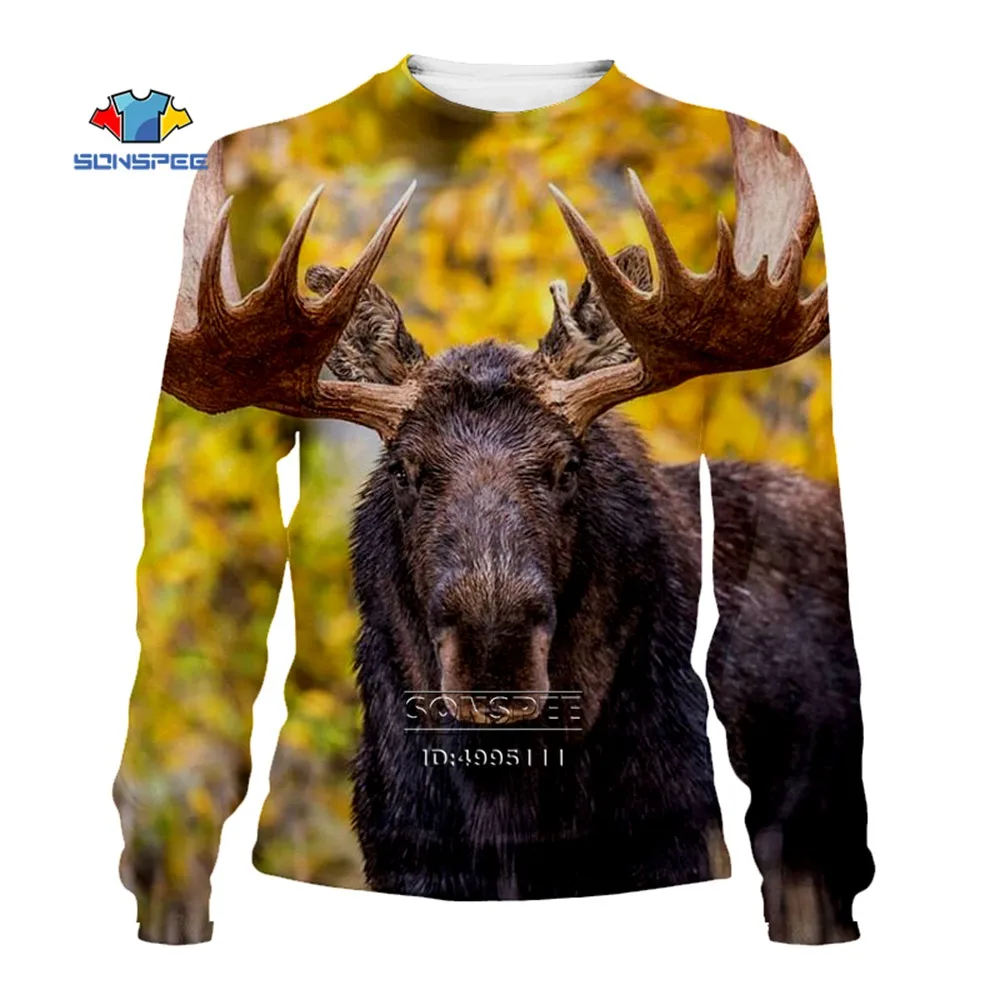 

SONSPEE Fashion Leisure Moose Hunting 3D Printing Anime Men's and Women's Hoodie Camouflage Deer Hunter Jacket Pullover Top 111