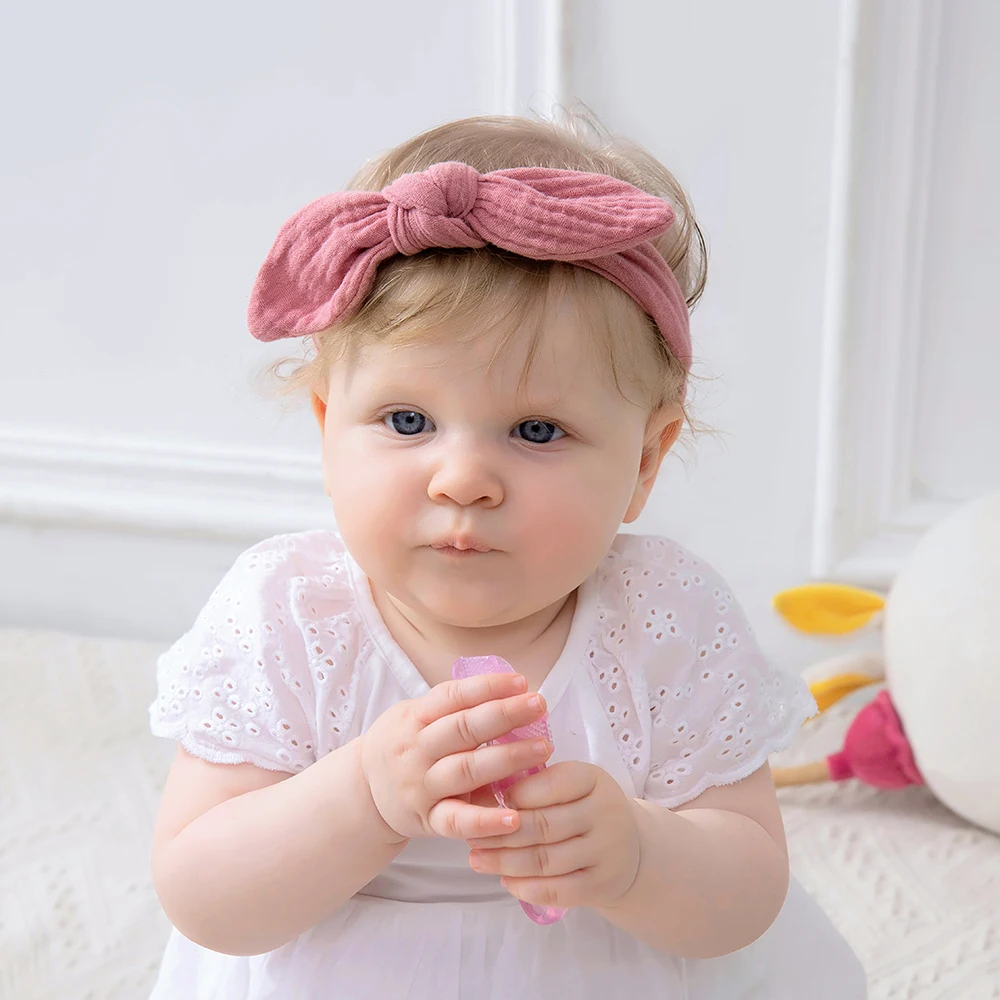

Cute Rabbit Ears Baby Headbands For Girls Cotton Bows Elastic Hair Bands Baby Turban Kids Headwear Fashion Hair Accessories 2021