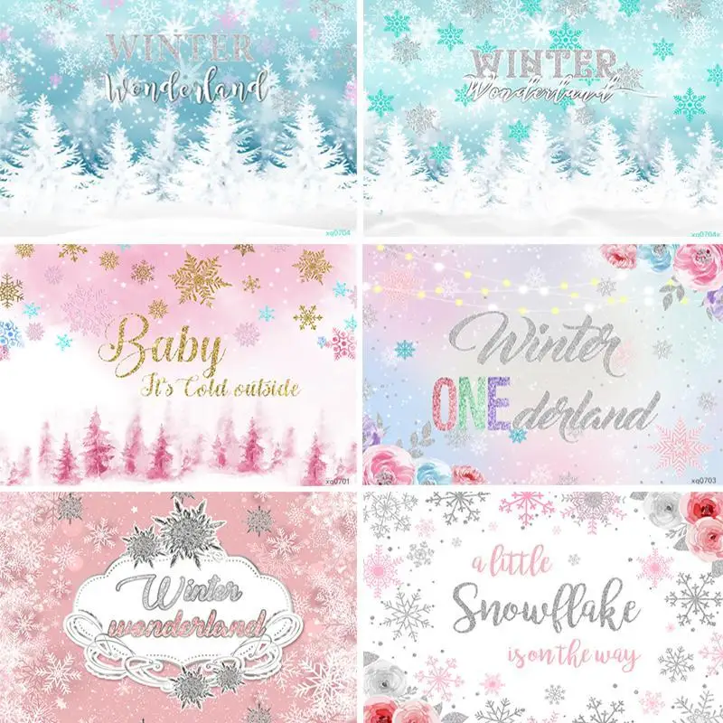 

Winter Snowflake Birthday Party Backdrops For Photo Studio Snow Kids Baby Shower 1st Birthday Party Backgrounds Custom
