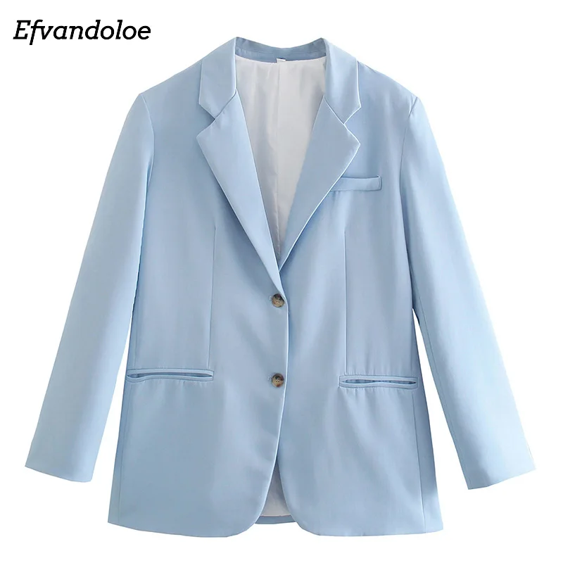 

Autumn Casual Long Sleeve Women Blazer With Pocket Solid Color Female Coat Fall Jackets
