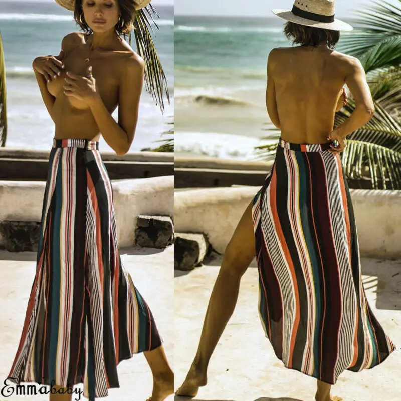 Женская пляжная юбка макси с высокой талией в богемном стиле летняя длинная