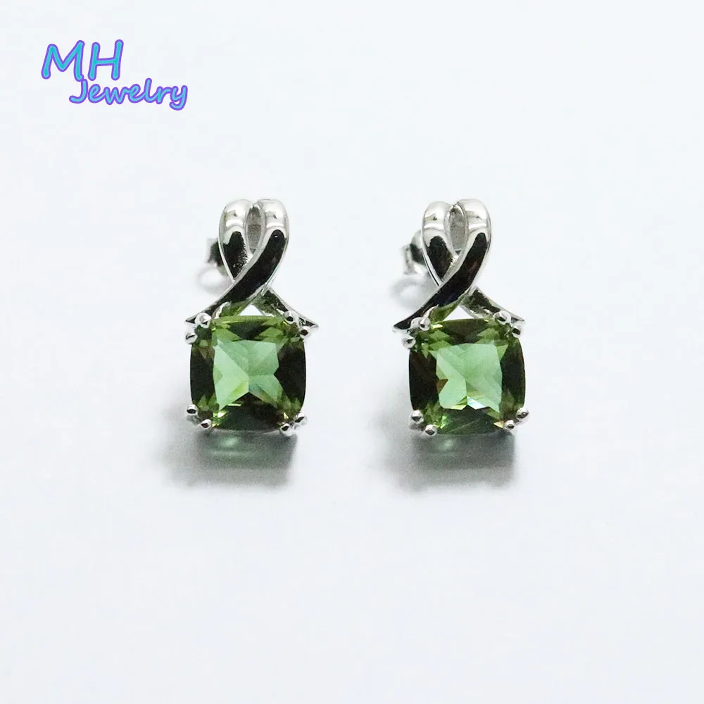 

Серьги женские из серебра 925 пробы, с зултанитом и перьями