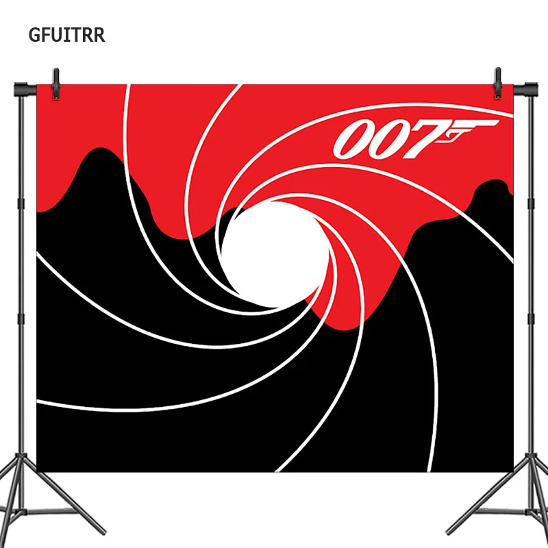 GFUITRR 007 Джеймс Бонд фотография фон черный красный белый спиральный пистолет ствол