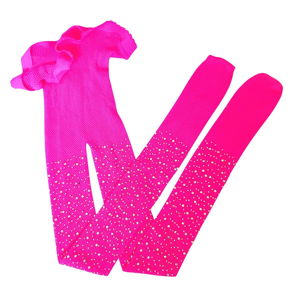 Модные детские сетчатые чулки со стразами для девочек колготки блестящие