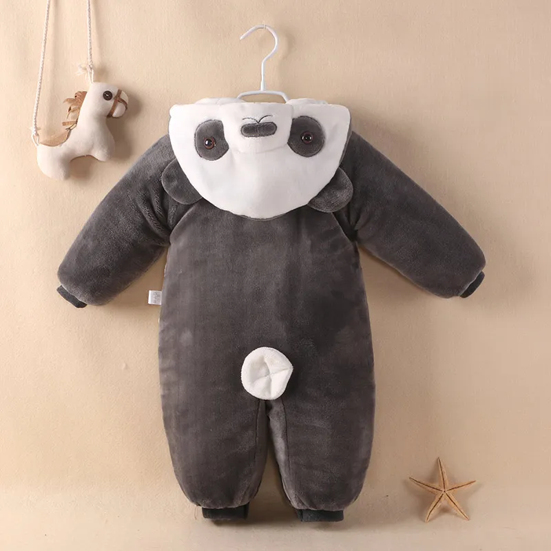 Baby Warm Rompers Infant Winter Flannel Cotton Padded Cartoon Panda Animal Jumpsuit Clothes Girls Sleepwear Bebe Pajamas |