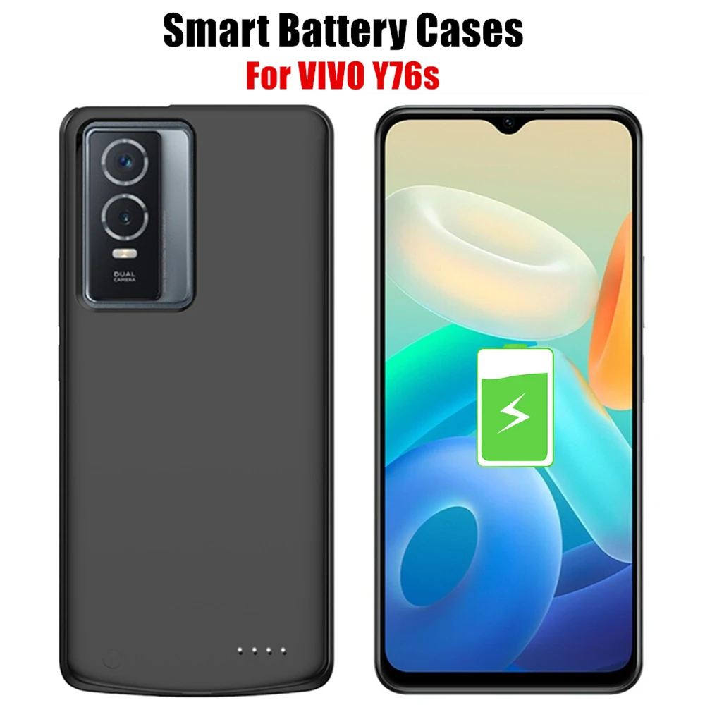 

Portable Power Bank Cover For VIVO Y76s Battery Cases 6800mAh Silicone Shockproof External Battery Powerbank Charging Case Coque