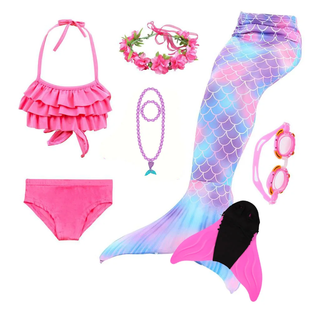 Купальный костюм для девочек с хвостом русалки детский купальный косплея бикини