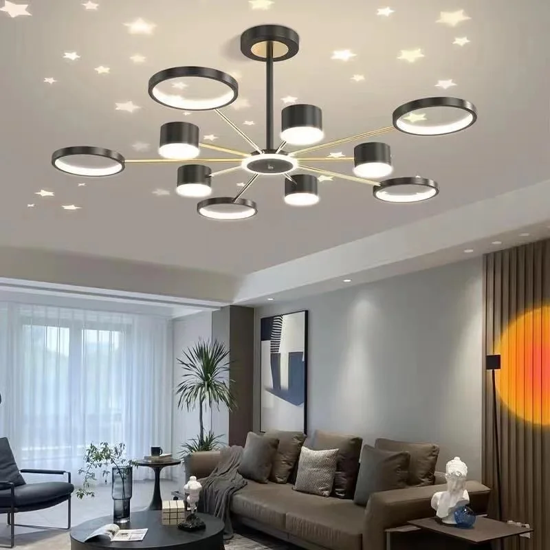 

Modern starry lamp bedroom living room LED chandelier hotel restaurant villa indoor large space lighting