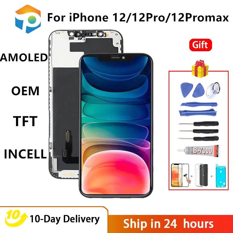 RJ JK GX Grade AMOLED LCD Display For iPhone 12 PRO 12pro MAX 11 pro X xs max True Tone 3D Touch Screen Digitizer Replacement