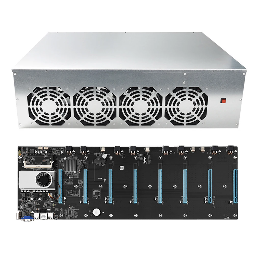 

BTC-S37 Mining Motherboard Case Set 8 Graphics Card Slots HDMI-Compatible VGA w/Fan 4/8GB DDR3 Memory for Bitcoin Miner Machine