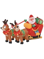 6ft christmas inflatable santa reindeer sleigh outdoor decor led lights cute fun yard lawn christmas decorations for home