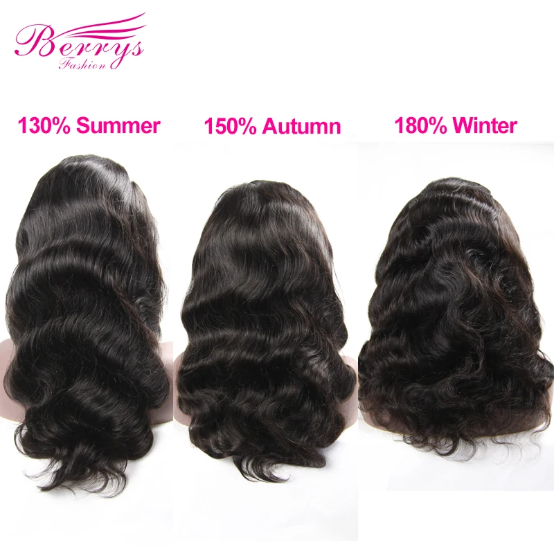 [Berrys Fashion] объемная волна 130%-180% плотность полный шнурок человеческих волос парики натуральный волос с волосами младенца 12-2" натуральный Коло