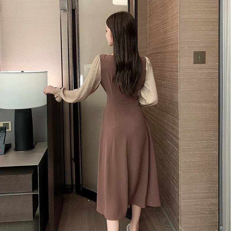 

2020 Elegant Lace Dress Women V Neck High Long Plus Size Dresses Female Autumn Winter Lady Sexy Vestidos Womens Party Dresses