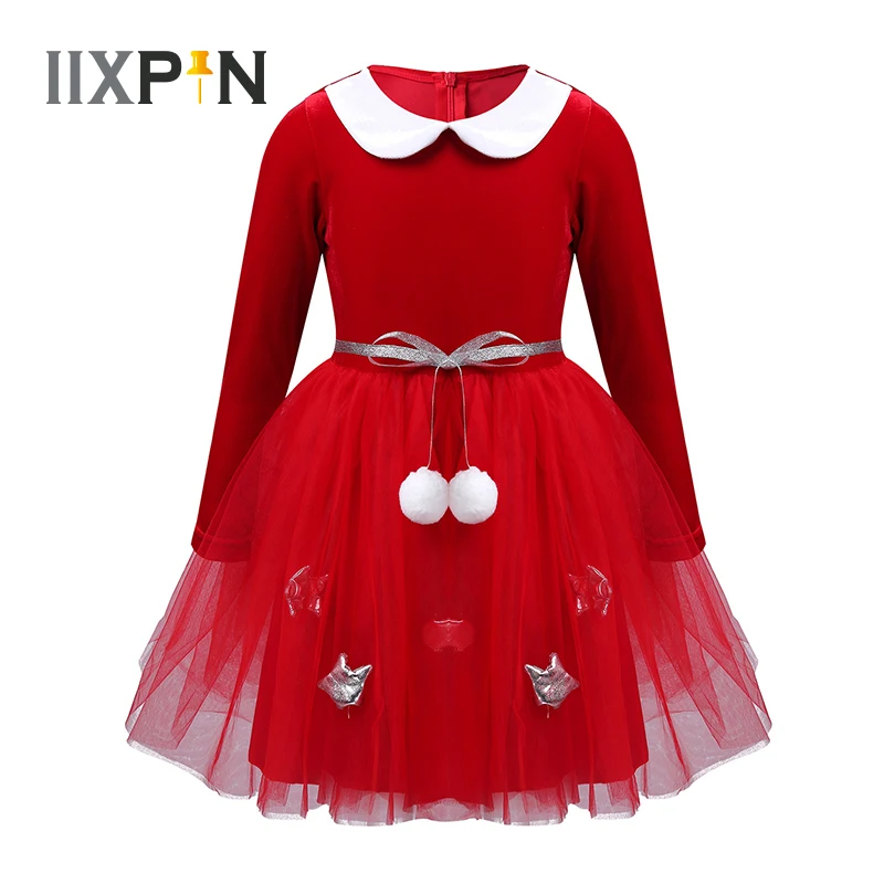 

Baby Girls Dress Christmas Red Mesh Tutu Dress Kids Princess Dresses For Girls Xmas Clothes Birthday Party Dress 2-14 Years