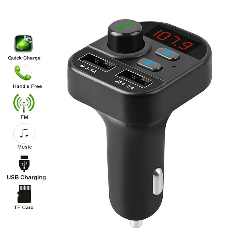 

Автомобильный комплект беспроводных устройств, Bluetooth, ЖК-дисплей, FM-передатчик, автомобильное зарядное устройство с двумя USB-портами, 3,1 А, MP3,...