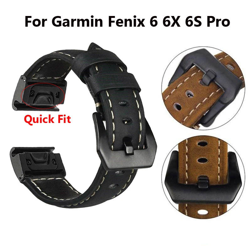 Быстросъемный кожаный ремешок для часов 22 мм Garmin Fenix 6/6 S/6X Pro/5/5X/5S Plus/Forerunner