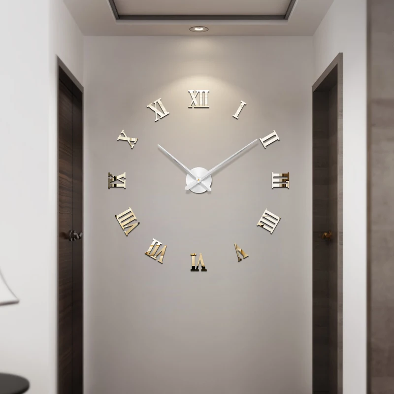 Домашний декор большие римские зеркальные Современные Кварцевые часы 48 дюймов
