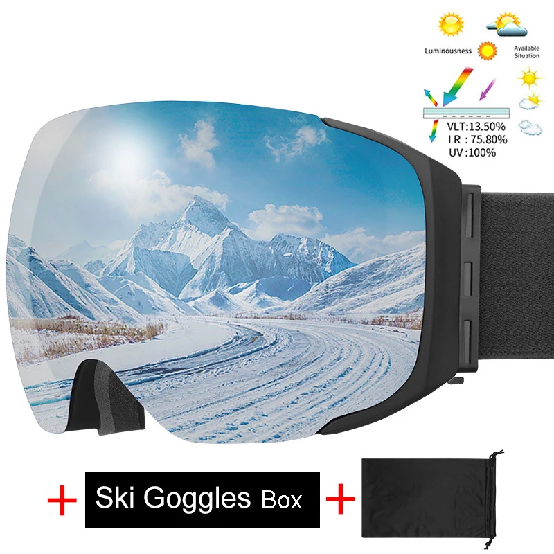 

Men Women Double Anti-fog Snowboard Goggles Adult Ski Goggles Magnetic Winter UV400 snow goggles