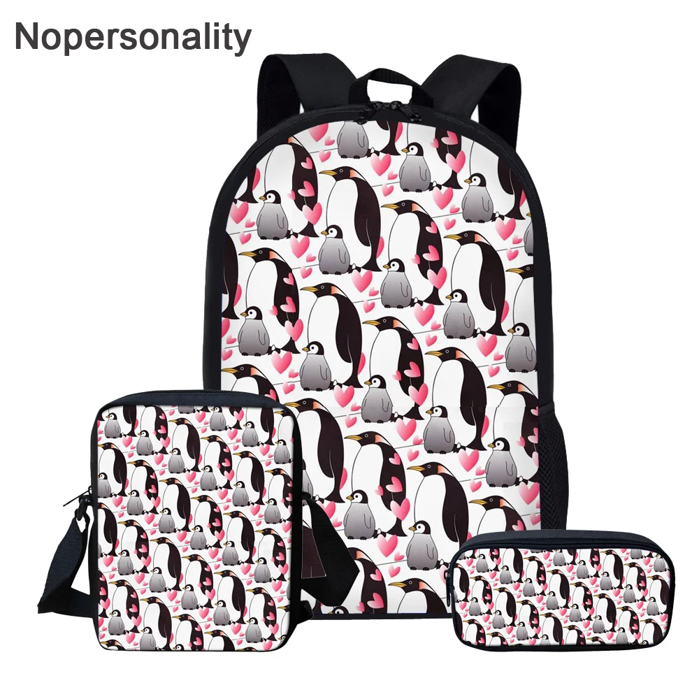 

Nopersonality 3 шт./компл. с милым принтом пингвина для маленьких девочек школьная сумка для учеников Kawaii элегантный дизайн школьный рюкзак для мал...