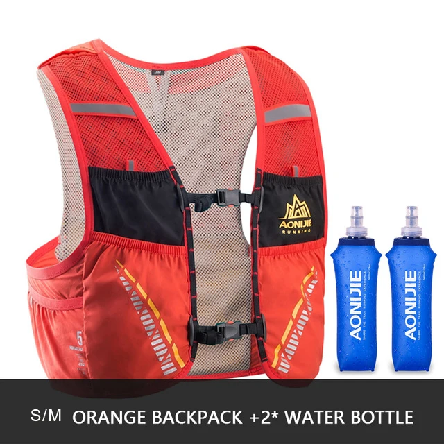 Orange S-M bottles AONIJIE C933 2.5L гидратации рюкзак сумка Жилет Жгут воды мочевого пузыря Туризм Кемпинг бег марафон гонки спорт - Цвет: Orange S-M bottles