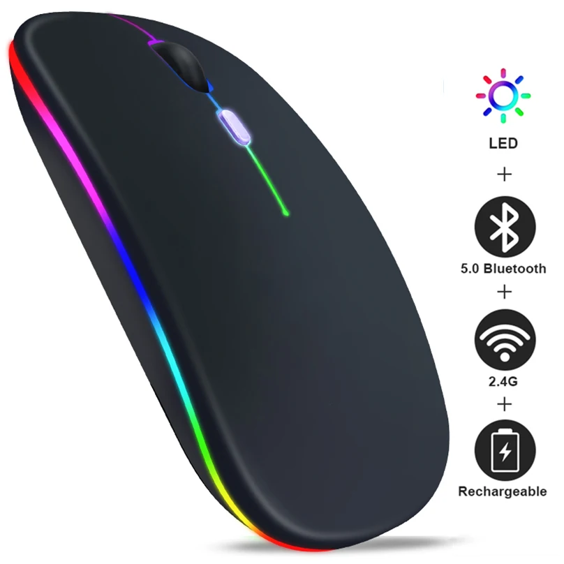 

Wireless Mouse Computer Bluetooth-compatible Mouse RGB Mouse For Laptop PC Computer Macbook Air M1 LED Backlit Mause Silent Mice