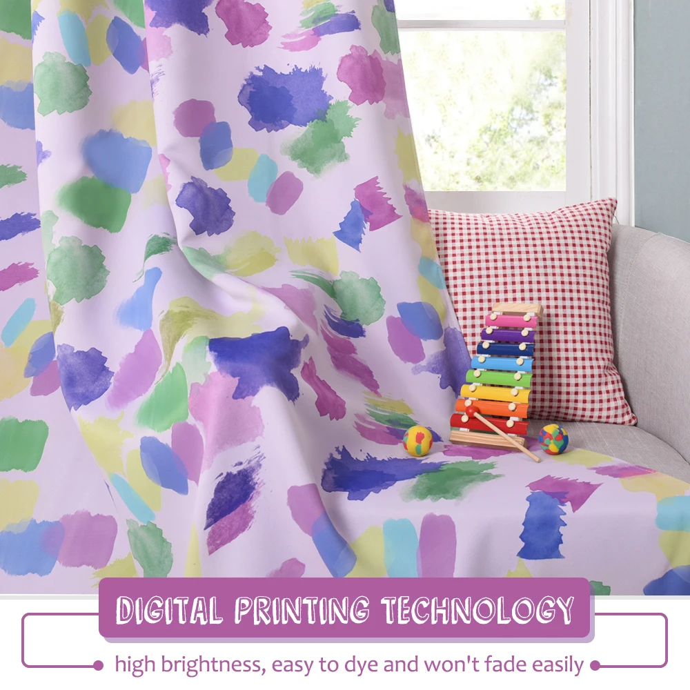 Шторы блэкаут акварельные nictown занавески с ярким успокаивающим принтом для