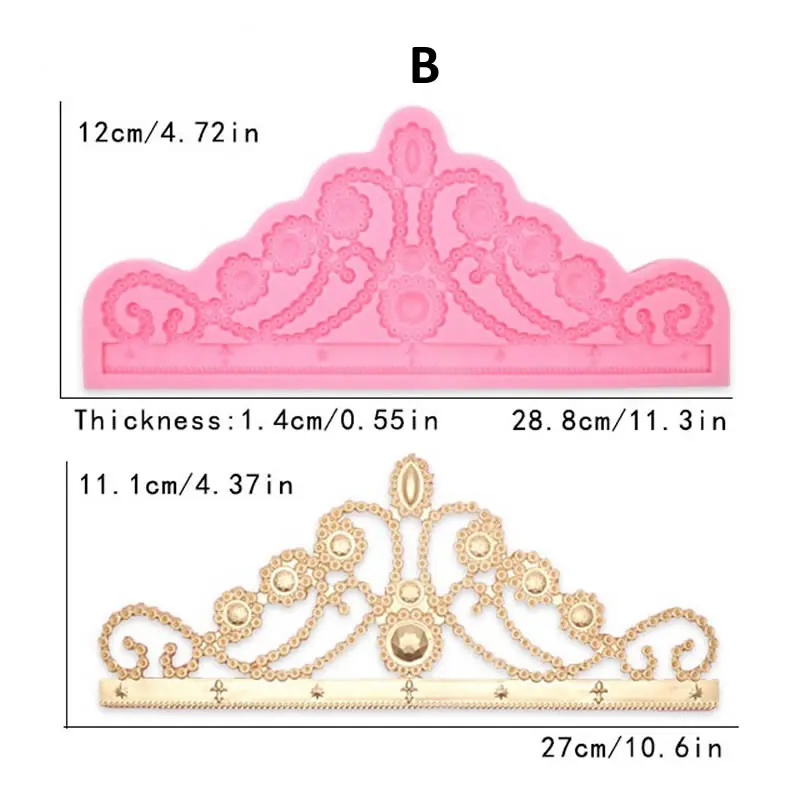 

Big 3D Silicone Crown Mold Fondant Cake Cookie Choclate Queen Crown King Shape Molds Baking Accessories Decorating Tool