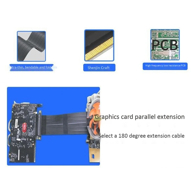 

PCI Express 3.0 High Speed 16X Flexible Cable Extension Port Adapter Riser Card PC Image Card Connector Cable 30cm