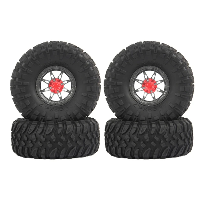 

4Pcs 1.9 Beadlock Wheel Rim & Rubber Tires Set for 1/10 RC Crawler Car Axial SCX10 90046 AXI03007 Traxxas TRX4 D90 Parts