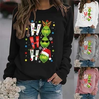 winter christmas sweater womens sports casual shirt long sleeved plus size sweater cartoon print ho ho ho letters