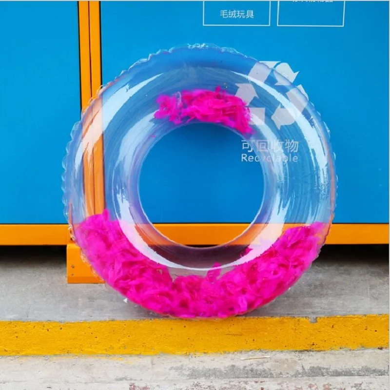 Новинка прозрачное надувное кольцо для плавания с перьями 90 см подмышек взрослых