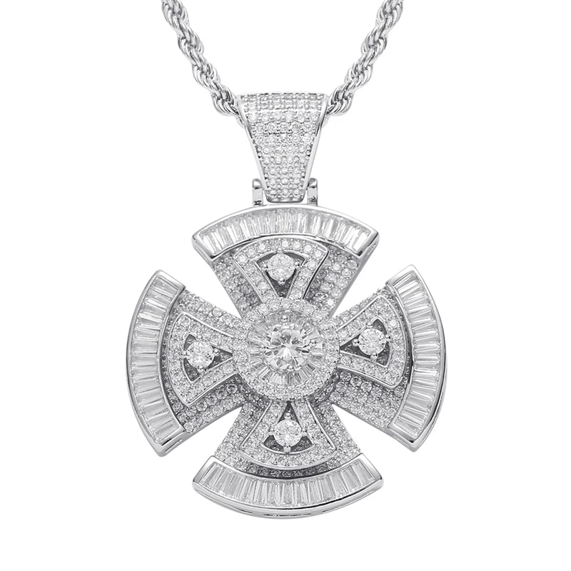 

Rotating cross pendant zircon mixed inlaid hiphop hipster men necklace 210329-86