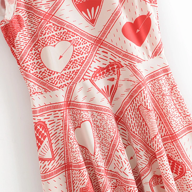 2019 New Fashion Women Summer Dress Knee-Length Sleeveless With Petal Sleeve And Print | Женская одежда