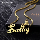 Ожерелье с именем на заказ, ожерелья из нержавеющей стали с бабочкой для женщин, персонализированное Золотое колье с буквами, ожерелье, подарок