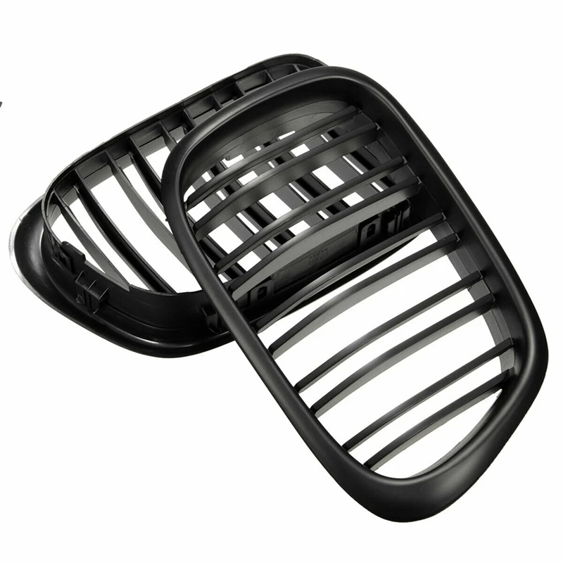 

2 Set Front Bumper Kidney Grill Replacement Dual Slat Grilles Matte Black
