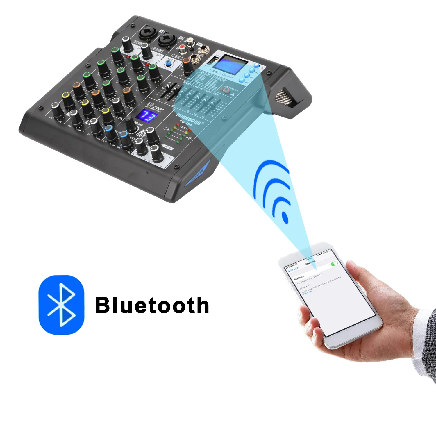 Freeboss AG TD4 серии 4/6 Каналы 99 эффекты 7 полосный USB воспроизведение и запись Bluetooth Dj