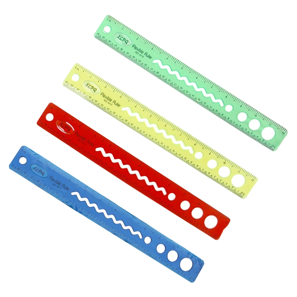 

4pcs 12 Inches Plastic Rulers Flexible Measuring Tools School Students Stationery Office Measuring Rulers (4 Colors)