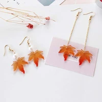 simple maple leaves drop earrings trendy pearl earrings for women brincos personality dangle earring minimalist jewelry gift