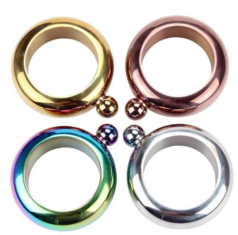 2pcs Portable 3.5Oz Bangle Bracelet Hip Flask With Funnel Stainless Steel Alcohol Pocket Flagon Whiskey Drinkware And Funnel