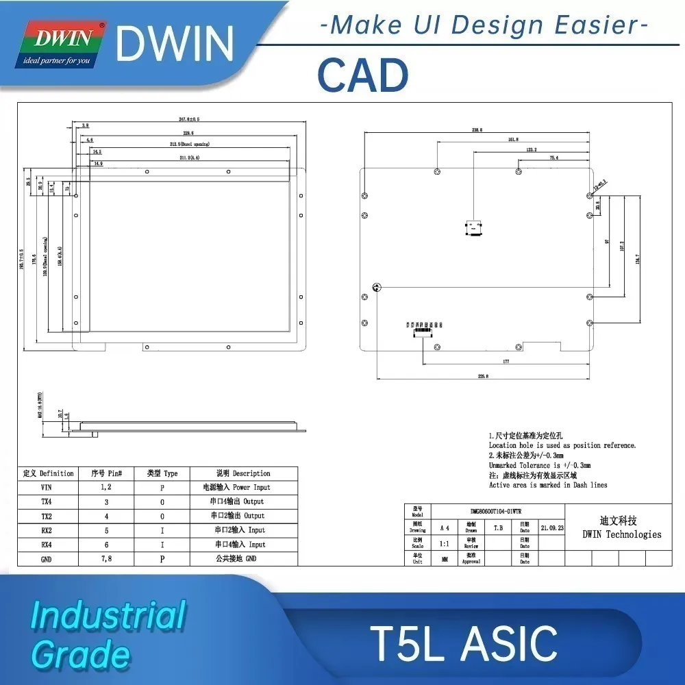 ЖК-дисплей DWIN TFT 10 4 дюйма разрешение 800 × 600 HMI IPS TTL/RS232 сенсорный экран