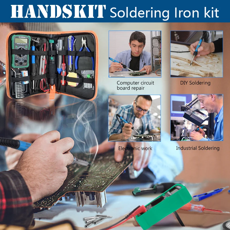 

Handskit 80W Digital Tin Soldering Iron kit Soldering Iron Electric with regulator 110V 220V Multimeter welding work kits