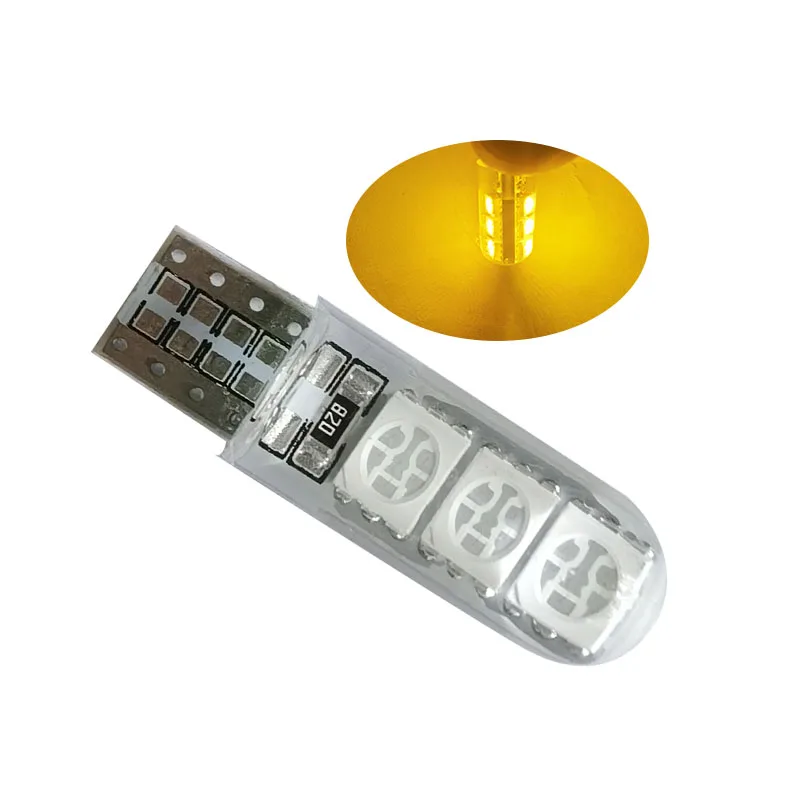 

10PCS T10 194 2825 W5W LED 6 SMD Silica Gel Waterproof Light motorcycle Auto Parking Bulb Silicone Shell Car Reading Dome lamp